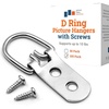image:imagePHS 2 Hole Heavy Duty DRing Hangers Holds 40 lb 50 Pack with Screws  2hole heavy duty d ring holds mirrors framed art canvas gallery displays screws included can pair with wires100 Pack