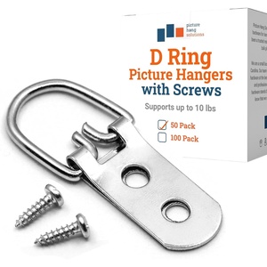 image:imagePHS 2 Hole Heavy Duty DRing Hangers Holds 40 lb 50 Pack with Screws  2hole heavy duty d ring holds mirrors framed art canvas gallery displays screws included can pair with wires50 Pack