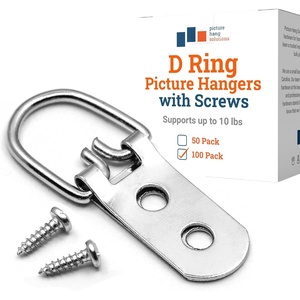 image:imagePHS 2 Hole Heavy Duty DRing Hangers Holds 40 lb 50 Pack with Screws  2hole heavy duty d ring holds mirrors framed art canvas gallery displays screws included can pair with wires100 Pack