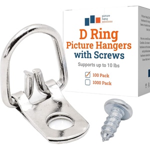image:imagePHS DRing Picture Hangers Holds 10 lb 100 Pack with Screws  Small singlehole d ring picture hangers with screws included Drings for picture frames mirrors artwork100 Pack