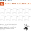 image:imagePHS Adjustable Picture Hangers Holds 44 lb 10 Pack  Gallery hooks fits nylon cords amp steel cables compatible with wire sawtooth amp foamboard hangers art hanging system