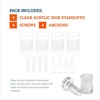 image:imagePHS Clear Acrylic Sign Standoffs 13 mm x 19 mm 4 Pack for 5 mm Panels  Wallmount standoff spacers floating display effect includes screws amp anchors for signs posters amp art19mm x 25mm  4 Pack