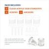 image:imagePHS Clear Acrylic Sign Standoffs 13 mm x 19 mm 4 Pack for 5 mm Panels  Wallmount standoff spacers floating display effect includes screws amp anchors for signs posters amp art13mm x 13mm  4 Pack