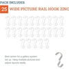 image:imagePHS Picture Rail Hooks Silver No Nails Needed 25 Pack  Zincplated hooks fits wide picture rail molding damagefree art display for frames amp photos25 Pack