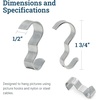 image:imagePHS Picture Rail Hooks Silver No Nails Needed 25 Pack  Zincplated hooks fits wide picture rail molding damagefree art display for frames amp photos25 Pack