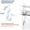 image:imagePHS White Picture Rail Hooks 12 Pack for Rail Molding No Wall Damage  Steel rail molding hooks white finish for picture rail molding gallery hanging system no nail holes12 Pack