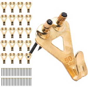 image:imagePHS 50 lb Brass Picture Hanging Hooks 20 Pack  Renter friendly picture hanging brass and alloy steel drywall amp plaster walls frames mirrors amp canvas art20 Pack