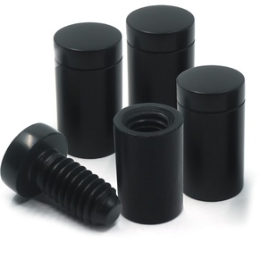 image:imagePHS Black Sign Standoffs 13 mm x 19 mm 4 Pack for Acrylic amp Glass Panels  Aluminum flattop mounts fits 8 mm panels floating display for signs posters amp frameless art
