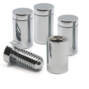 image:imagePHS Brass Sign Standoffs 13 mm x 19 mm 4 Pack for Placards amp Posters  Flattop mounting hardware fits 2 mm to 10 mm panels floating display for signs amp artwork
