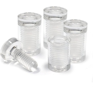 image:imagePHS Clear Acrylic Sign Standoffs 13 mm x 19 mm 4 Pack for 5 mm Panels  Wallmount standoff spacers floating display effect includes screws amp anchors for signs posters amp art19mm x 25mm  4 Pack