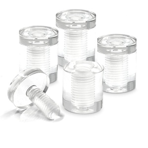 image:imagePHS Clear Acrylic Sign Standoffs 13 mm x 19 mm 4 Pack for 5 mm Panels  Wallmount standoff spacers floating display effect includes screws amp anchors for signs posters amp art25mm x 25mm  4 Pack