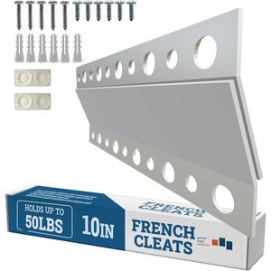 image:imagePHS French Cleat Hanger 10 in Holds 50 lbs 2 Pack  Heavy duty aluminum Zclips mirror brackets for wall mount whiteboards headboards silver finish30 Pack