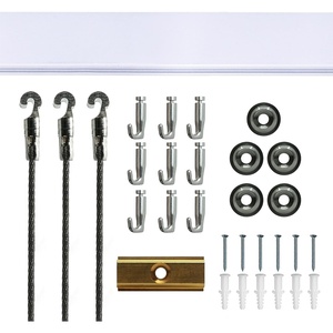 image:imagePHS Gallery Rail System Kit 79 in Holds 154 lb Steel Cords  TR100 wall track steel cords amp artwork hooks complete art hanging system easy installation1