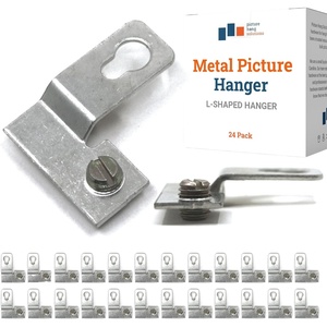 image:imagePHS Metal Frame DRing Picture Hangers 24 Pack with Screws  Lshaped Dring hangers picture framing hardware for back of aluminum frames hang artwork and photos screws included