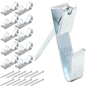 image:imagePHS Picture Hanging Hooks Holds 30 lb 100 Pack with Nails for Frames  Heavy duty nickel wall hangers picture hanging hardware for frames mirrors canvas amp artwork100 lb 100Pack