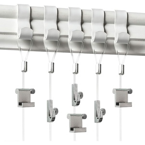 image:imagePHS Picture Rail Hanging System 5 Pack Molding Hooks amp Wire  Adjustable gallery rail hangers white molding hooks invisible wire gallery hanging system damagefree art display