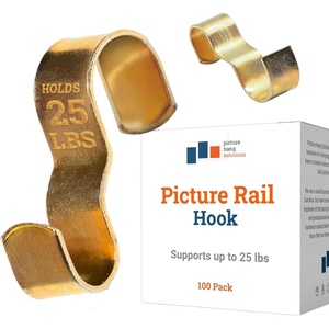 image:imagePHS Polychromatic Picture Rail Hooks Holds 25 lb 25 Pack  Brass molding hooks fits ogee picture rail molding art hanging systems gallery hanging system amp kids artwork display100 Pack