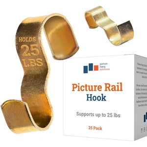 image:imagePHS Polychromatic Picture Rail Hooks Holds 25 lb 25 Pack  Brass molding hooks fits ogee picture rail molding art hanging systems gallery hanging system amp kids artwork display25 Pack